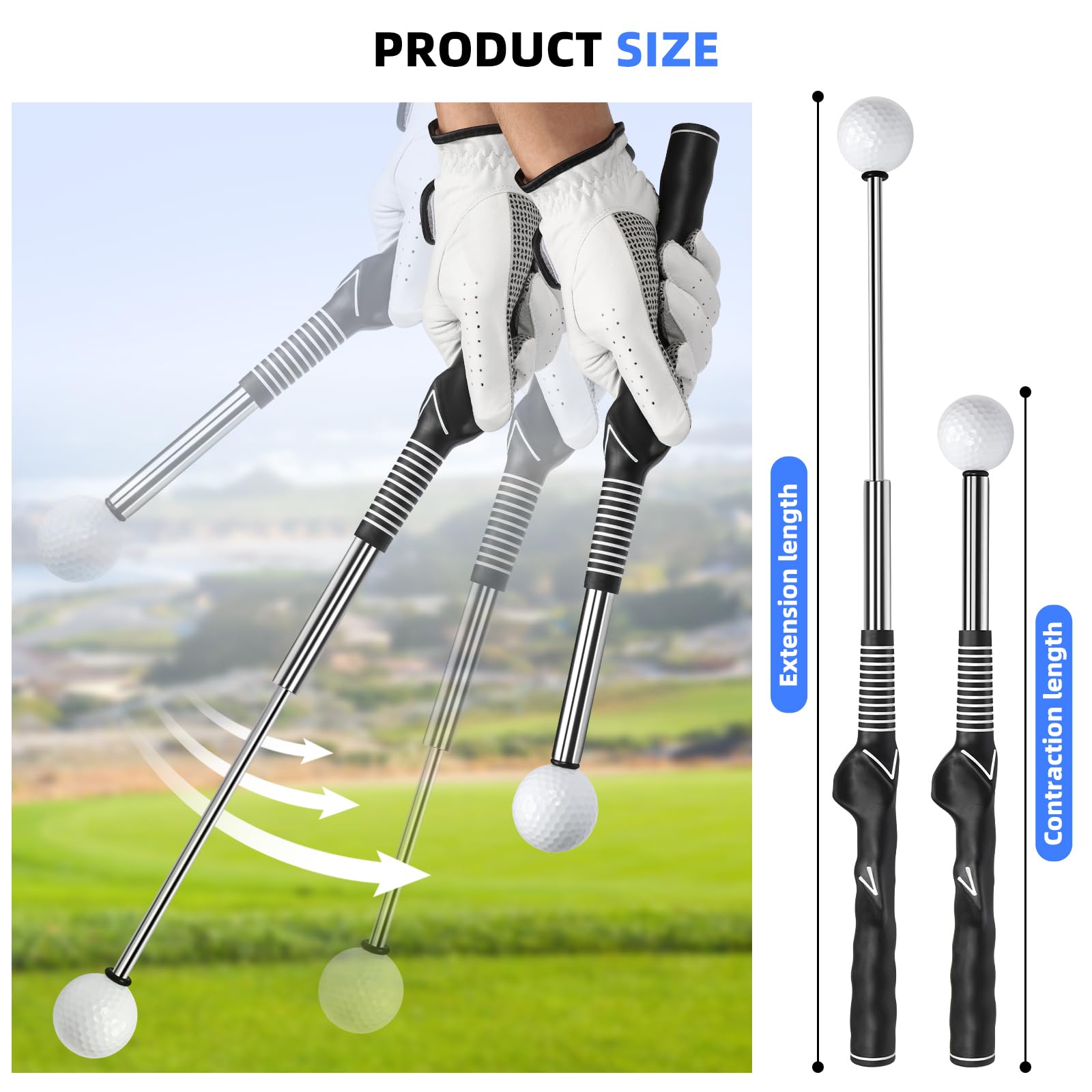 Desoto Golf Swing Trainer retrattile Golf Grip Training Aids per riscaldamento, mazza da golf destrorsa per allenamento indoor, accessori da golf, allenamento di forza e tempo per colpire scheggiature