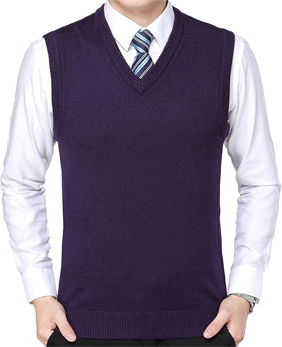 JEShifangjiusu Mens V Neck Sweater Vest Cable Knitted Pullover Sweaters Vest Wool Blended Relaxed Fit Knit Sleeveless Sweater