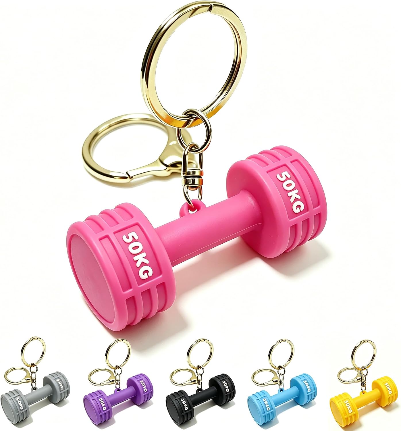 Silicone Mini Dumbbell Keychain, Novelty 50KG CrossFit Gym Bag Charm, Motivational Fitness Gifts for Gym Lovers