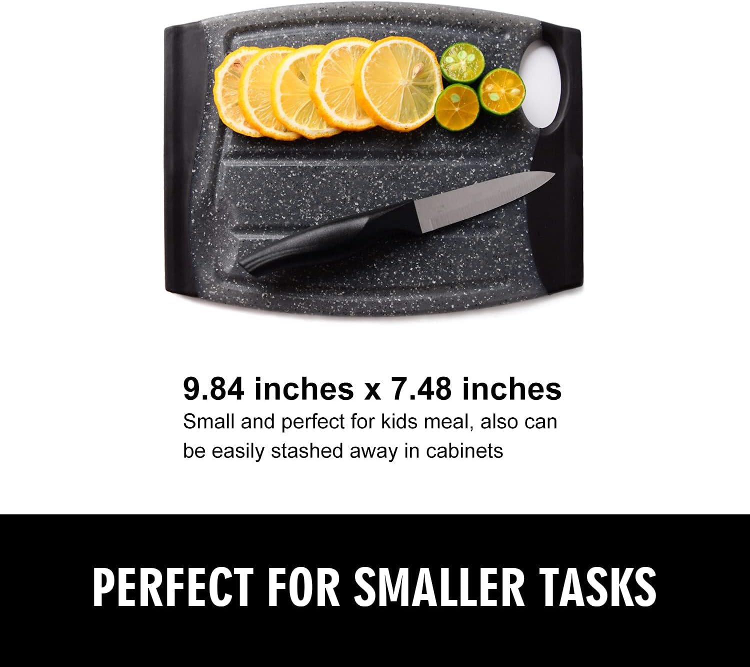 Mini Cutting Board, Plastic, Non-Slip Eds, Multiple Juice Grooves,