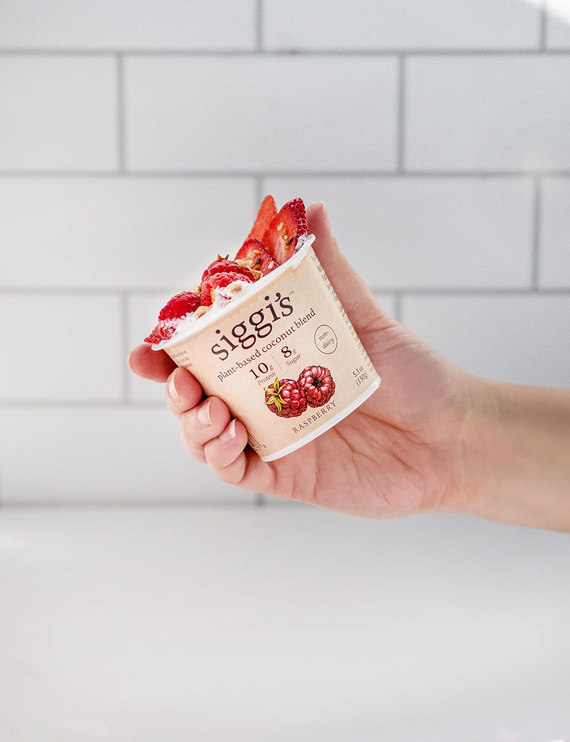siggi's Plant-Based Coconut Blend, Raspberry, 5.3 oz. Cup – Single Serving Dairy Free Snack, More Protein Than Sugar