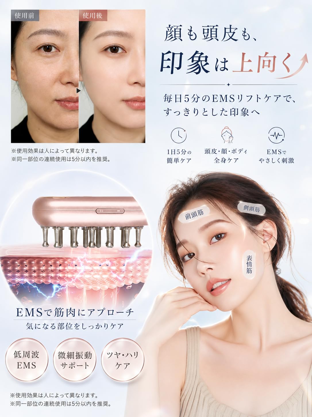 Amazon.co.jp: Ni Zmir 美顔器 電気ブラシ EMS リフトブラシ 【9段階