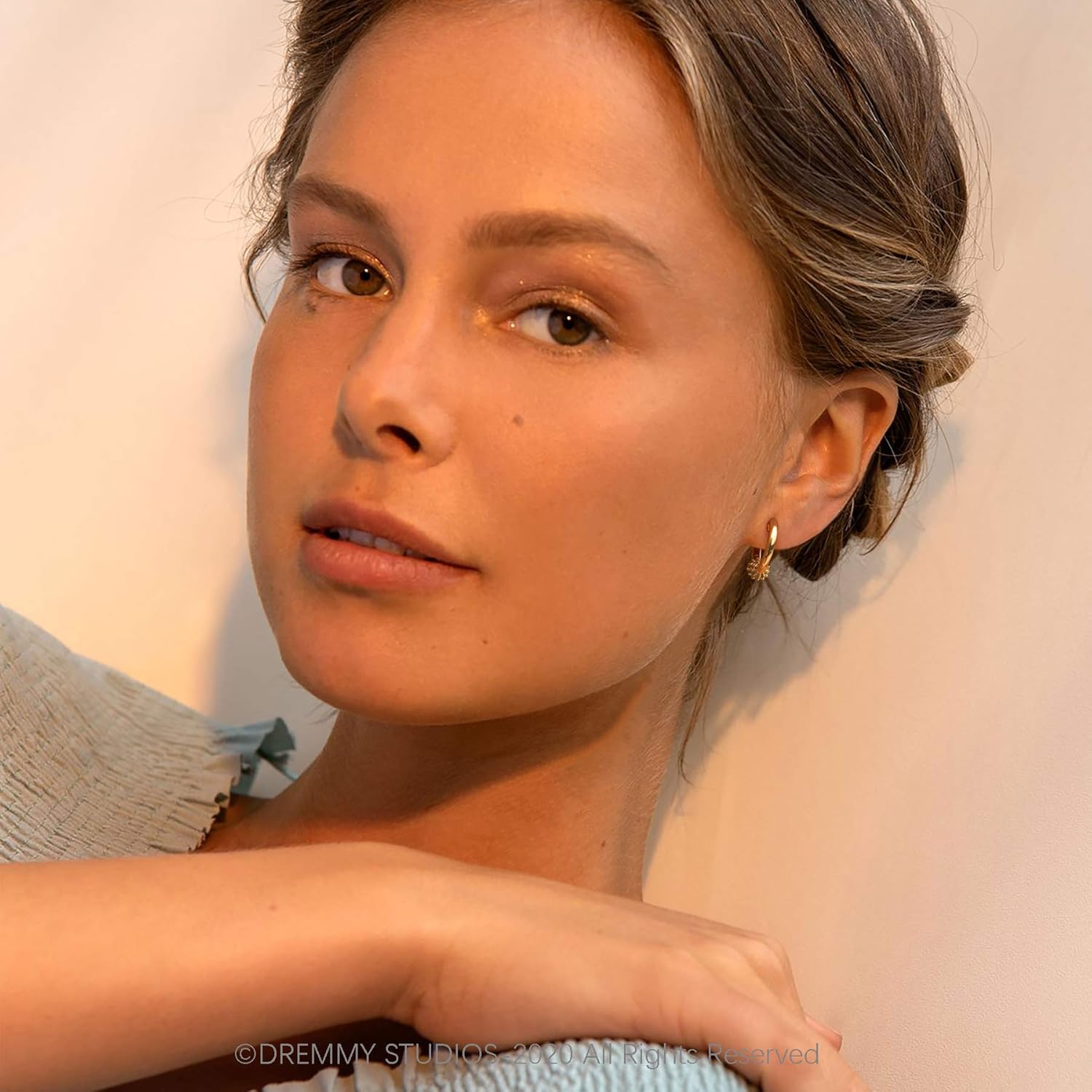 DREMMY STUDIOS Gold Dainty Huggie Hoop Earrings 18K Gold Plated Exquisite Open Tassel Dangle Charm Drop Sleeper Geometric Cross Coin Star Heart White CZ Simple Hypoallergenic Earrings for Women - Image 5