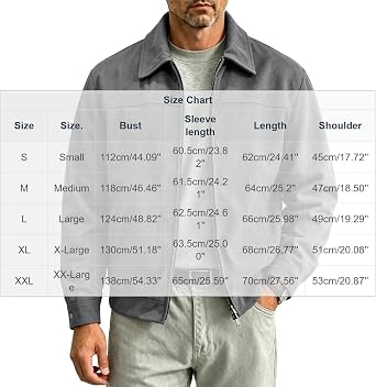Men's Faux Suede Jacket Full Zip Coat Vintage Lightweight Bomber Jackets