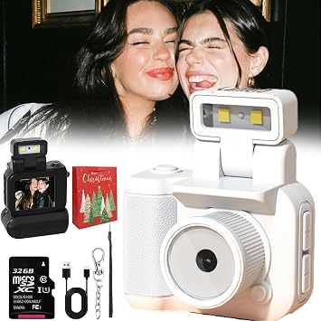 Retro Mini Camera,Retro Snap Camera,Miniretroflex Nostalgic Camera,2025Tiny Nostalgic Camera,1080P Vintage Small Digital Camera,Hd Mini Camera with LED Flash Light,for Vlog White, 16G