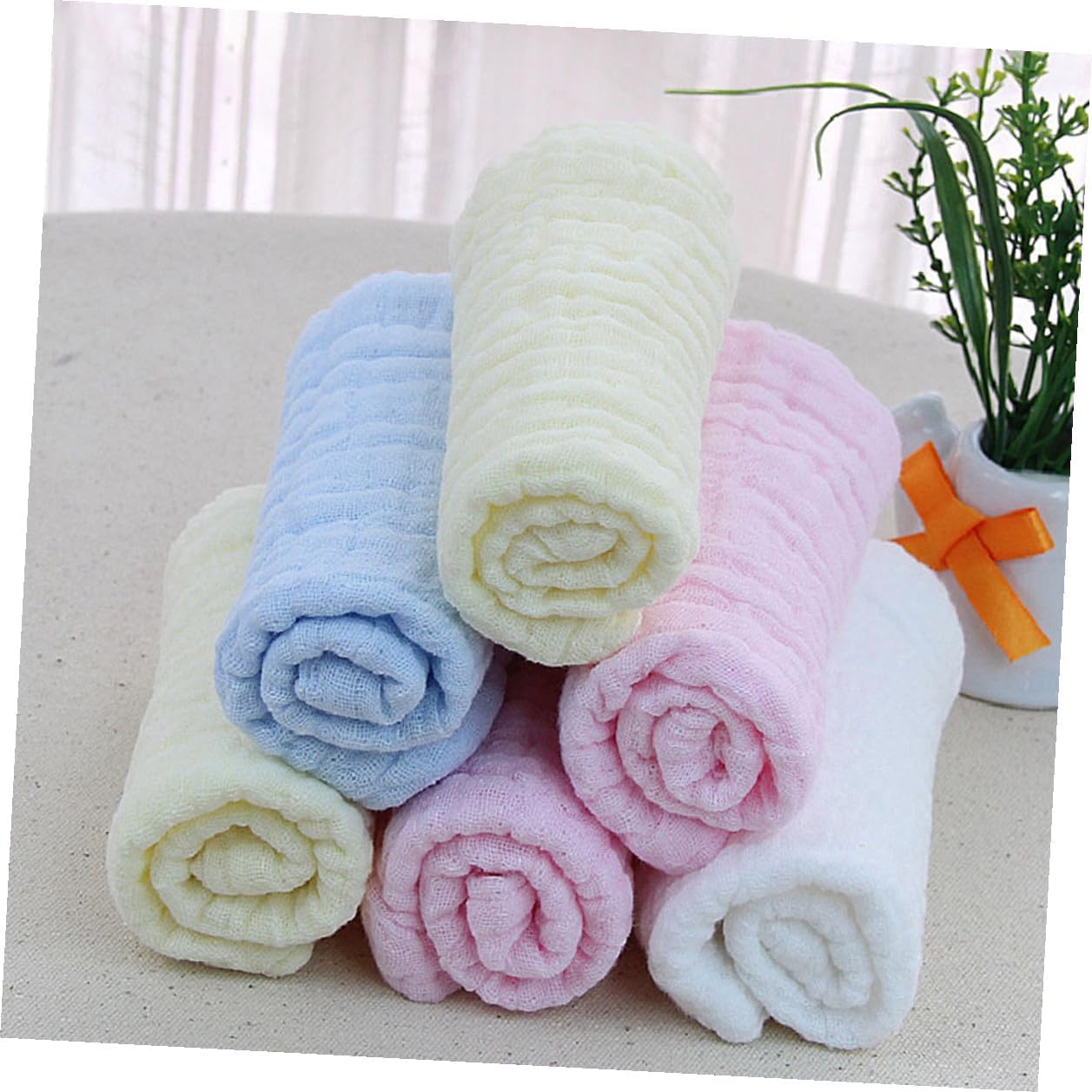 5 pcs Cotton Washcloth Absorbent Muslin Towels for Newborns and Soft Pure Cotton Multipurpose Burp Cloths for Boys Quick-Drying