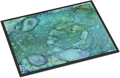 Miniatura 1 de Caroline's Treasures 8963MAT - Tapete abstracto de cangrejos y ostras, 18 x 27 pulgadas, para interiores y exteriores, para entrada, antideslizante,