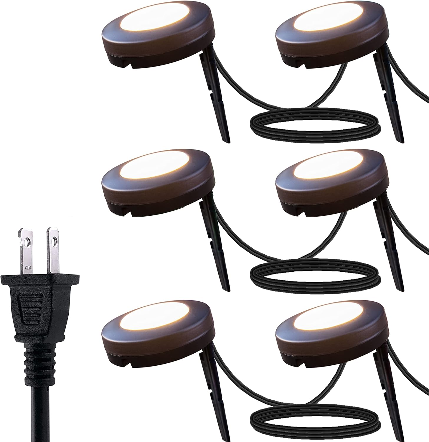 UltraPro LED Landscape Lights, Warm White, Large, 6 Pucks, 48ft, Outdoor Lighting, Ground, Garden, Decks, Patios, On/Off, Decoration, Weather Resistant, Durable, All Seasons, 60772