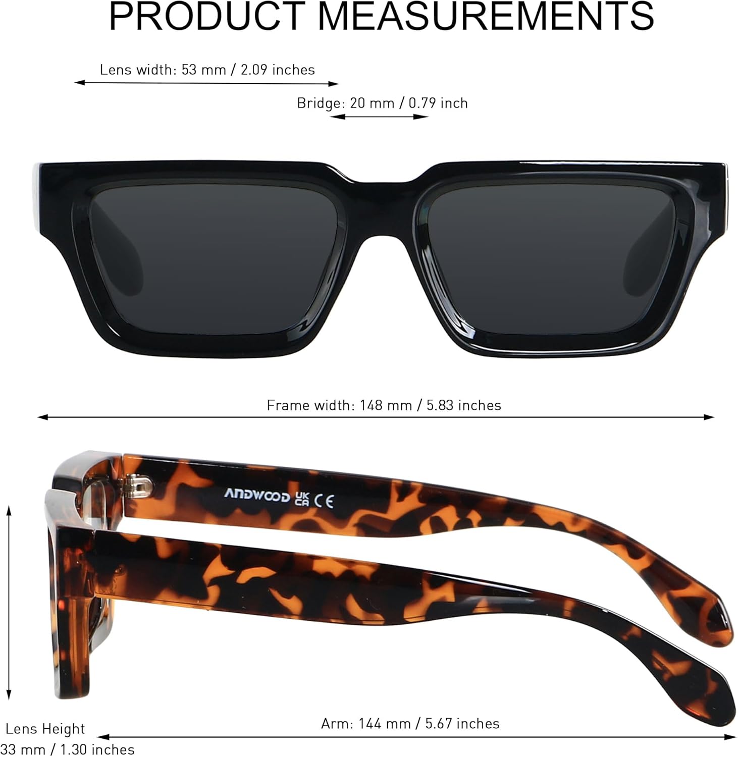 ANDWOOD Thick Frame Rectangle Sunglasses Mens Womens Chunky Retro Sun glasses Simple Designer Rectangular Shades - Image 5