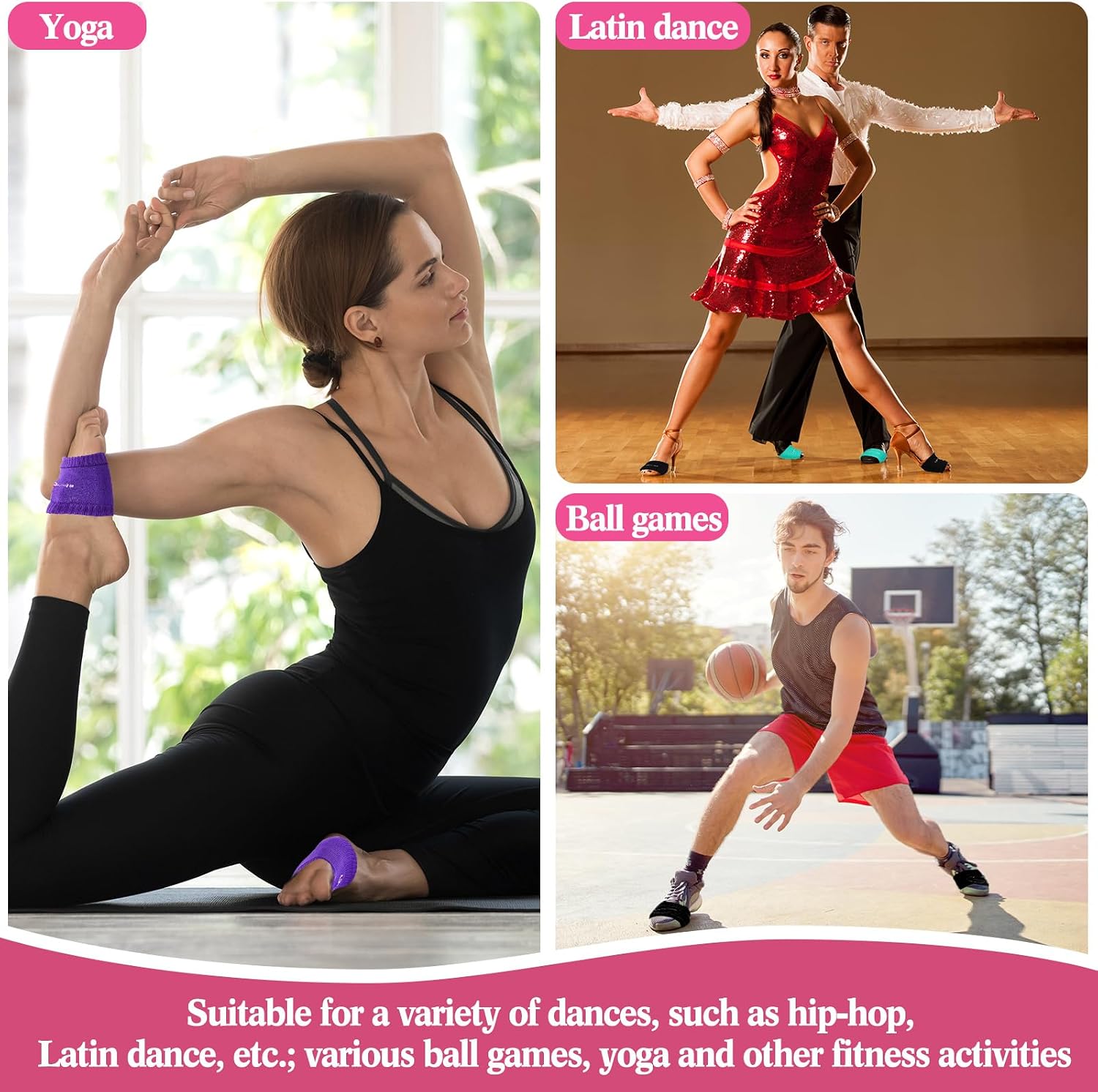 Geyoga Dance Shoe Covers Socks for Dancing on Smooth Floors over Sneakers Protecting Knee(6 Pairs,Multicolor)