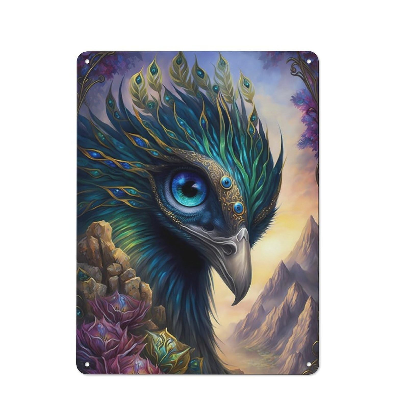 Junmoney Peacock Fantasy Fiction Vintage Tin Sign 40X30cm With For Guest Room Or Hallway, For Themed Room Decoration, For Vintage Wall Decor Fans