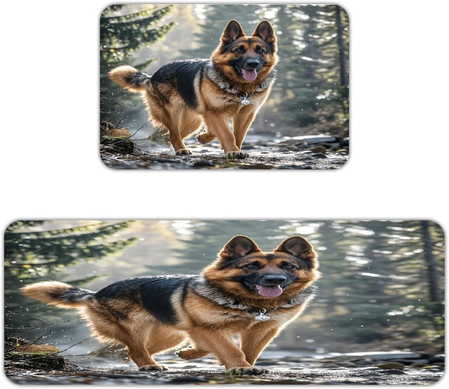 German Shepherd Dog Kitchen Mat Kitchen Rug Set | Kitchen Rugs Flannel Velvety Washable breathable Water Absorbent Soft ，kitchen utensils for Kitchen, Floor,Laundry