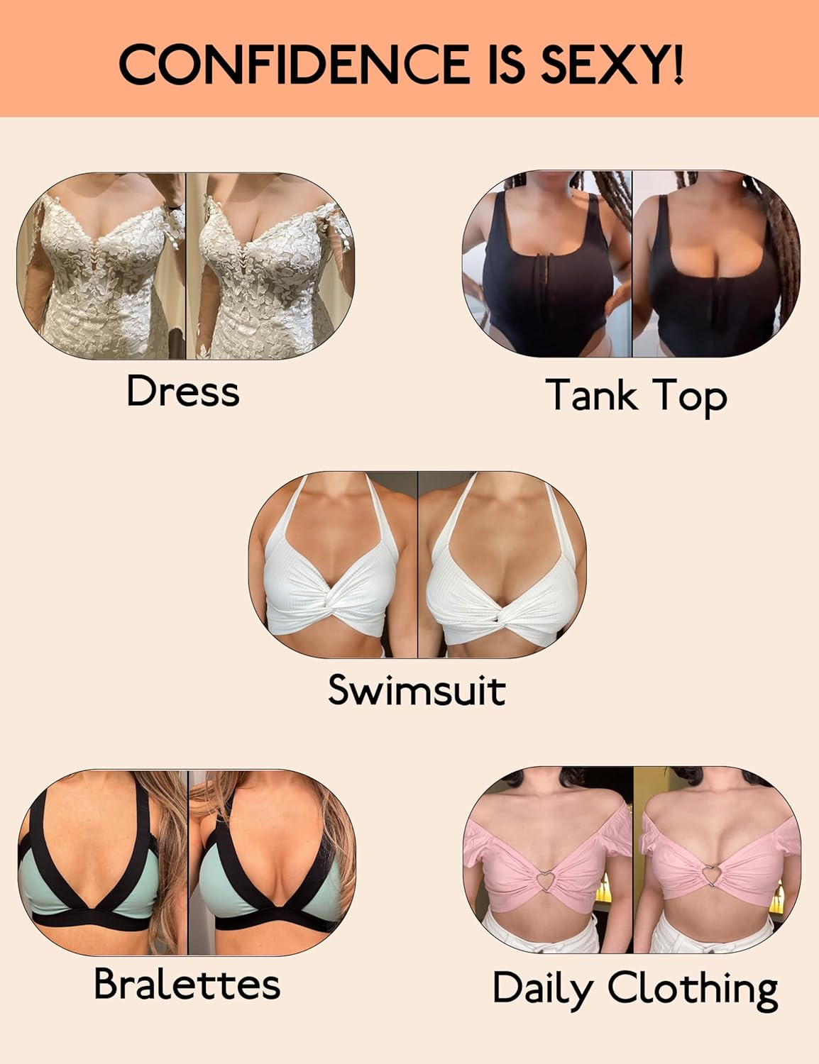 Double-Sided Sticky Bra Pads Inserts Ultra Instant Volume Push up Stick on Bra for Women Swimsuit Bikini Dresses - Image 5
