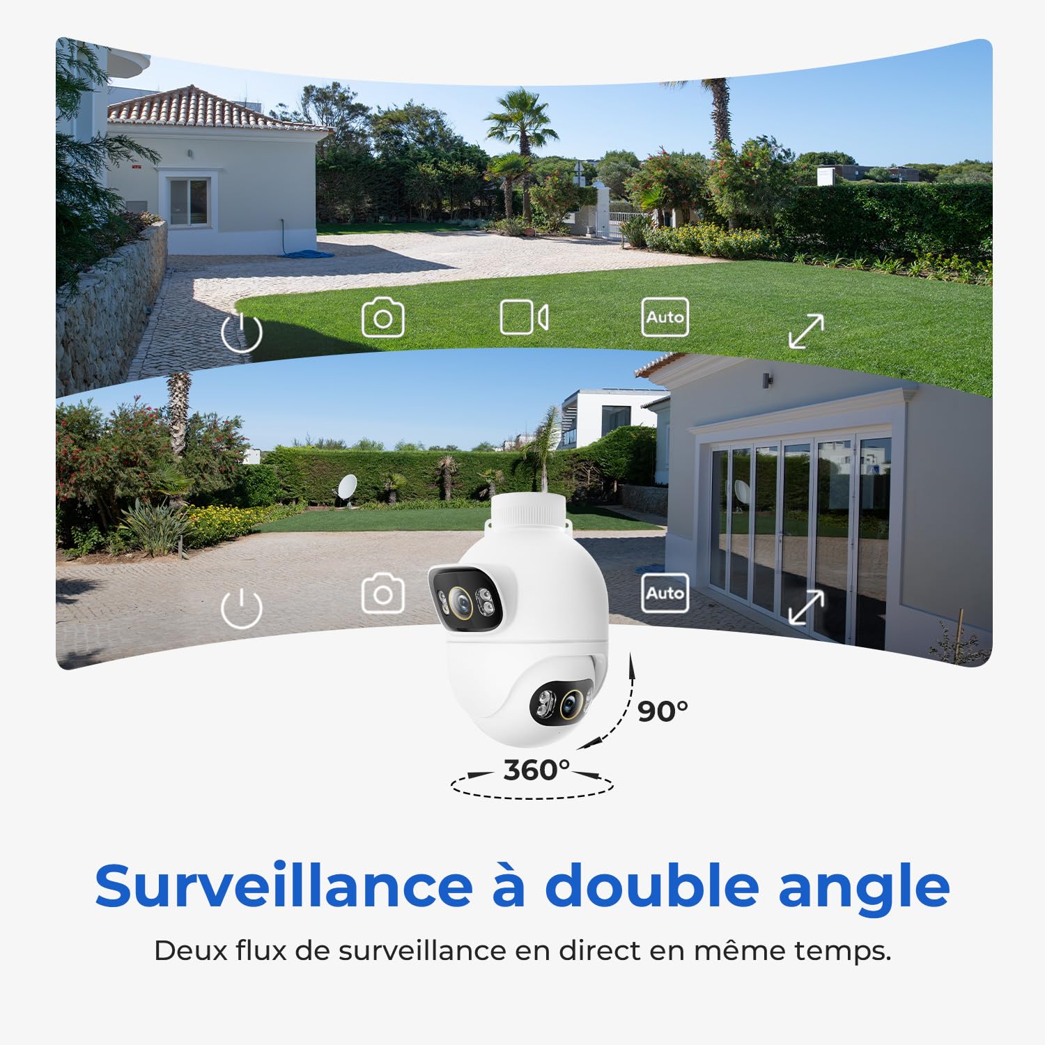 IMILAB 6K (5MP+5MP) Caméra Surveillance Extérieure Filaire, Double Objectif WiFi Camera Exterieur 360° Rotation, Work w/Xiaomi Home App, Vision Nocturne, Audio Bidirectionnel—EC6 Dual 3K+3K