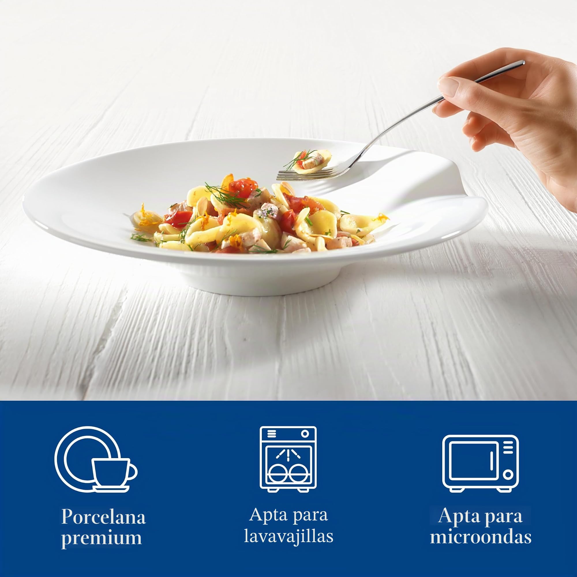 Villeroy & Boch Passion Platos para pasta grande, Set de 2, 30,5 cm, Porcelana , Blanco, 2 piezas