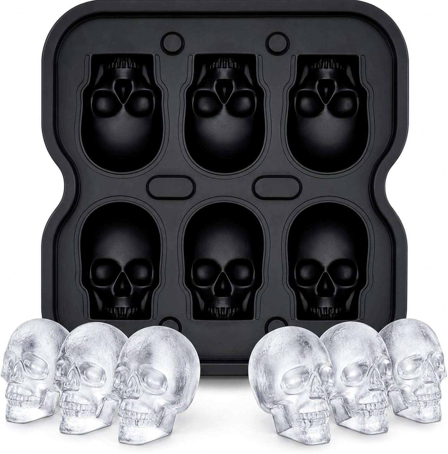 Molde para cubos de hielo calavera silicona 6 cavidades miniatura 1