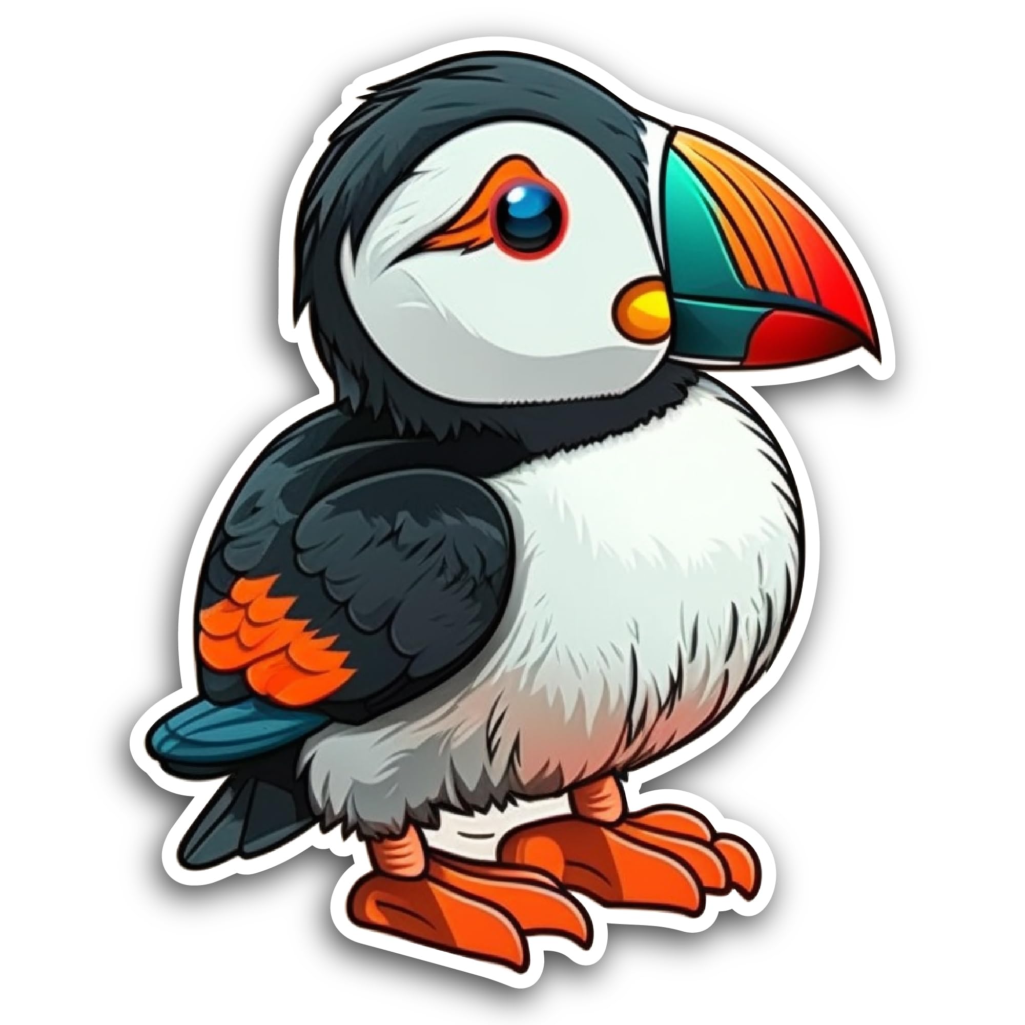 2 (Pieces) 3" and 5" Cartoon Puffin Sticker, Waterproof Vinyl Decals for Many Purpose Like Cars, Trucks, Laptops, Phones, Windows and More
