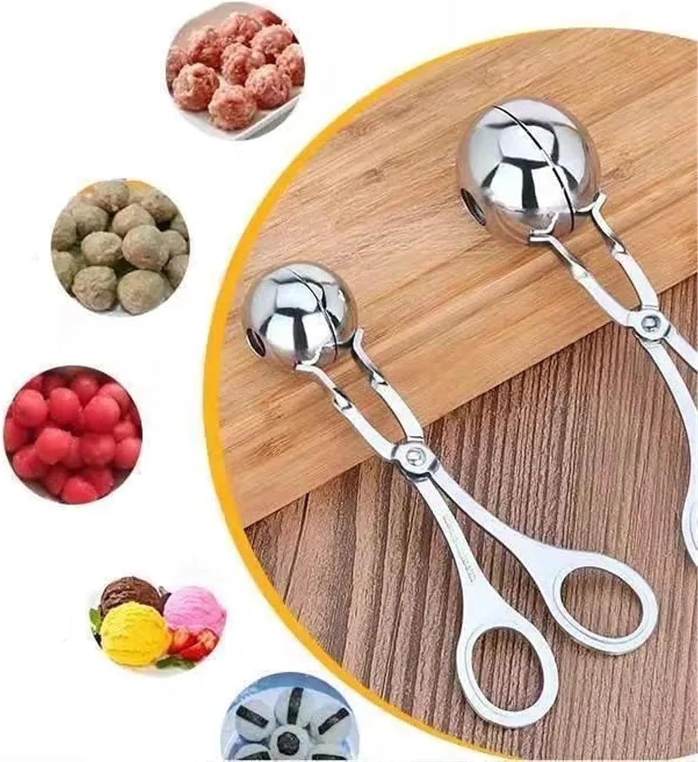 6-Piece Stainless Steel Meat Ball Maker Clip – Round Rice Ball Shaper Spoon for Non-Stick Stuffed Kitchen Prep(Mix)