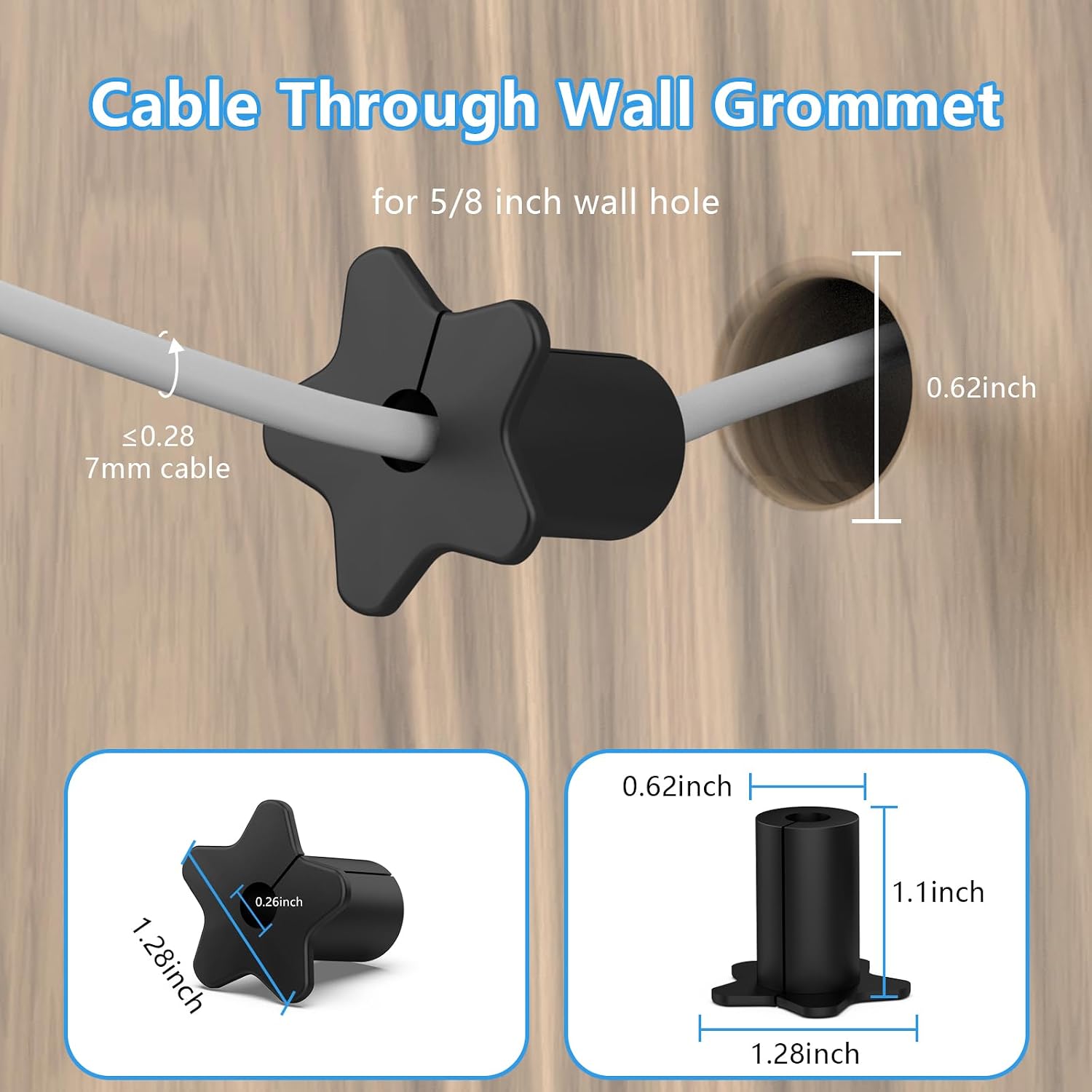 Starlink Cable Routing kit for 5/8" Wall Hole, Starlink Cable Pass Through Grommet,Starlink Rubber Wall Grommet for Starlink ethernet Cable Grommet (Black,4PCS)