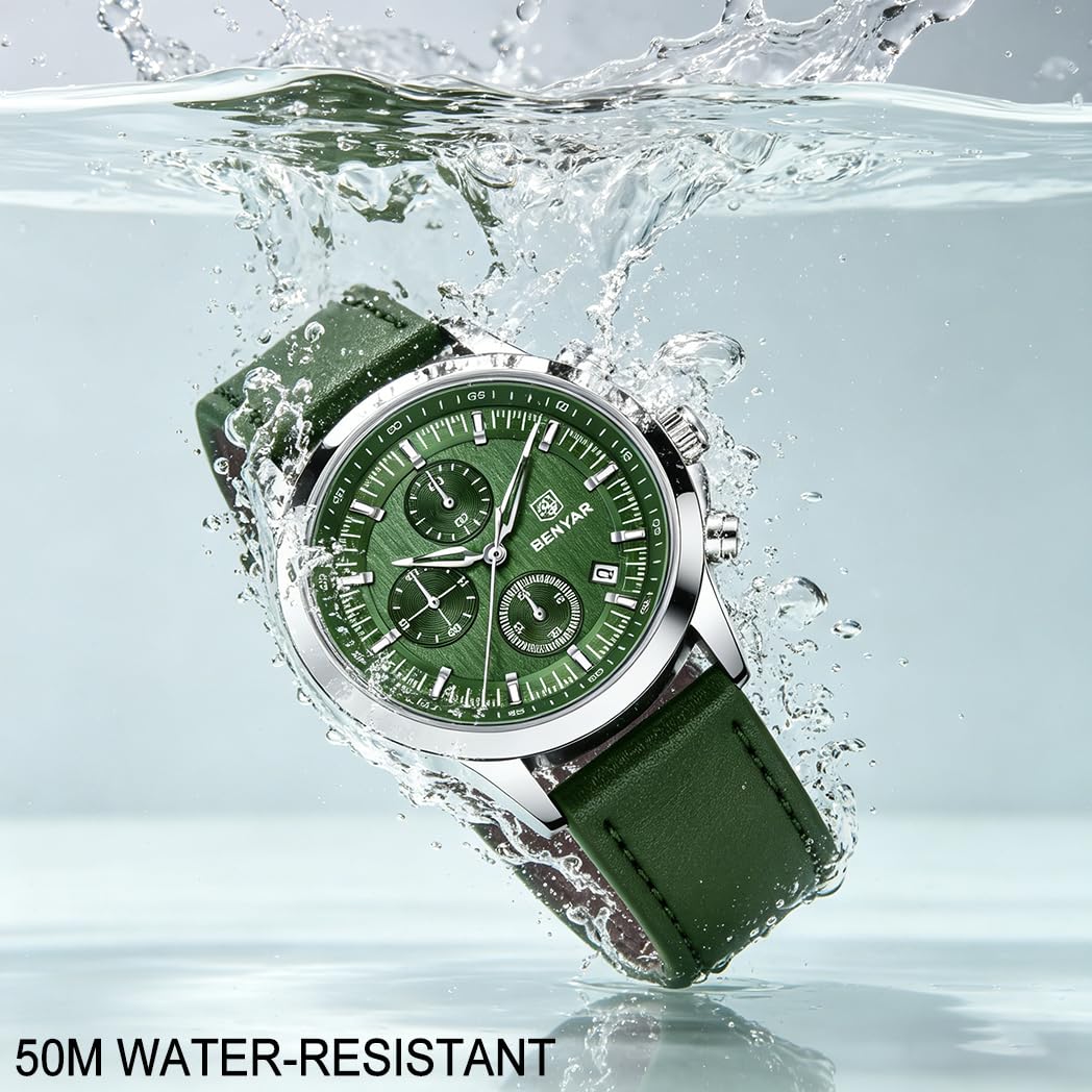 BENYAR Herrenuhr Chronograph Analog Quarz Herren Wasserdicht Leuchtende Datum Armbanduhr Mode Business Kleid Herrenuhr