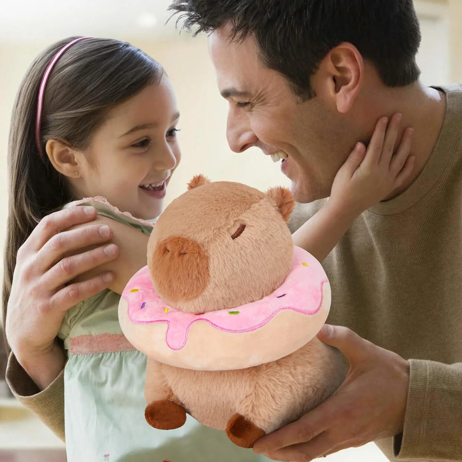 10" Capybara Stuffed Animals, Donut Capybara Plush Toys, Kawaii Capibara Birthday for Kids Boys and Girls