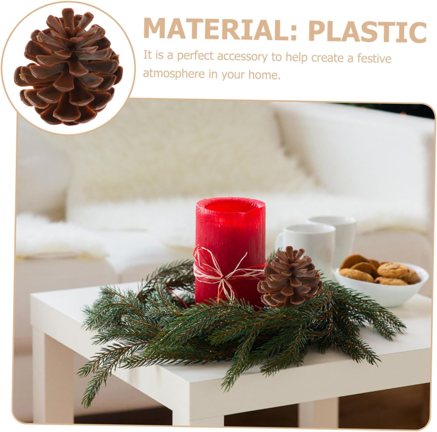 Ipetboom 30Pcs Plastic Pine Cone Decorative for DIY Crafts Christmas Decor and Photography Props Pine Cone Vase Fillers for Home Office and Festive Arrangements
