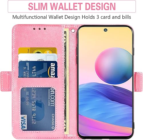 Miniatura 3 de Asuwish Funda de teléfono para Xiaomi Redmi Note 10 5G con protector de pantalla de vidrio templado y billetera de cuero con diseño de flores,