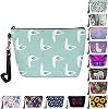 FancyPrint Cute Green Seagull Printed Cosmetic Bag for Women Adorable Roomy Makeup Bags Travel Waterproof Toiletry Kit Case Accessories Organizer Pouch Gifts Pencil Bag