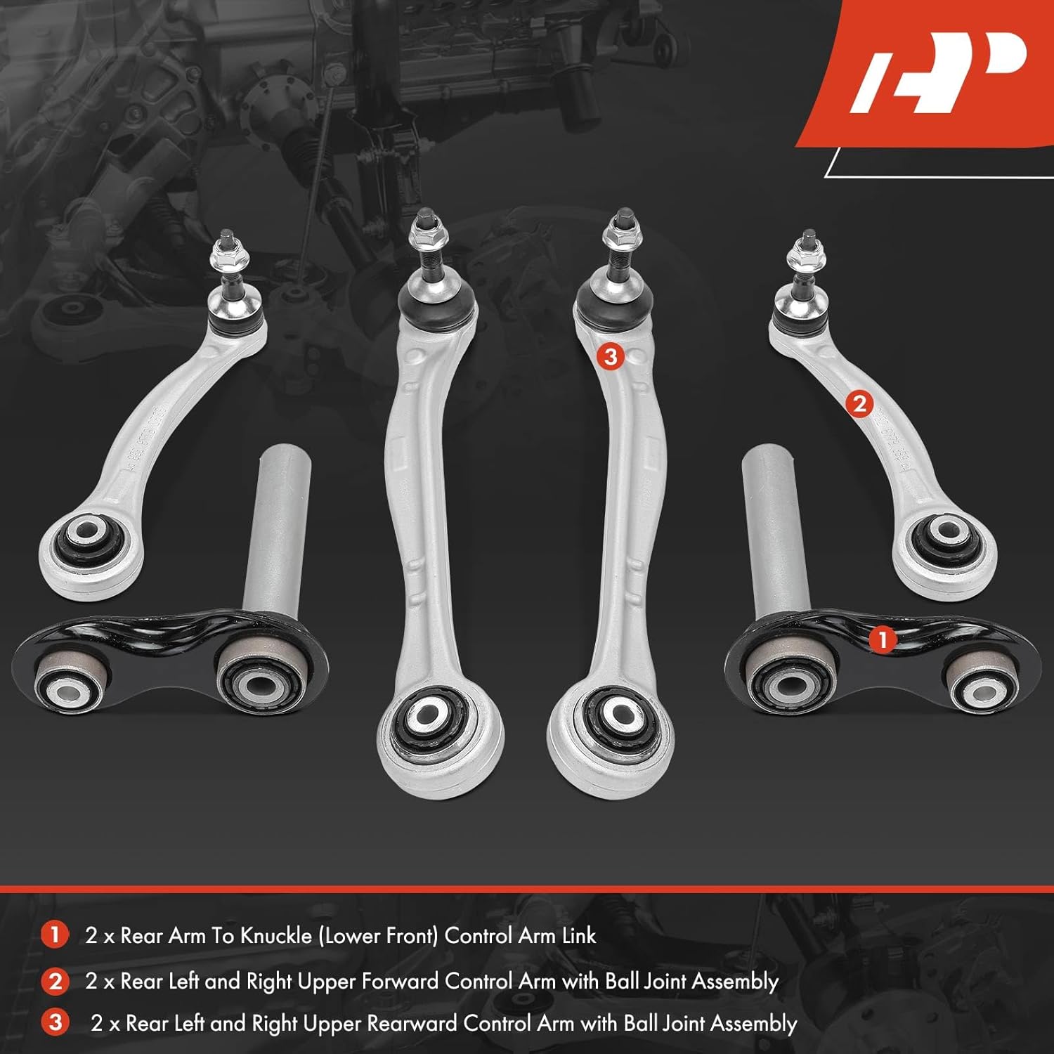 A-Premium Set of 6, Rear Upper Control Arm Kit, with Ball Joint & Bushing, Compatible with BMW X5 2011 2013-2018, X6 2008-2018
