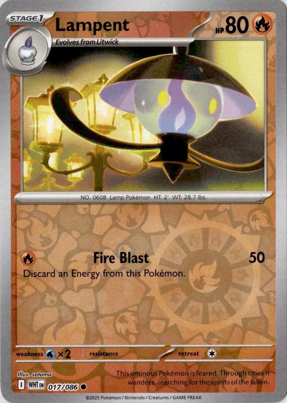 Pokemon - Lampent 017/086 - White Flare - Reverse Foil - Single Card