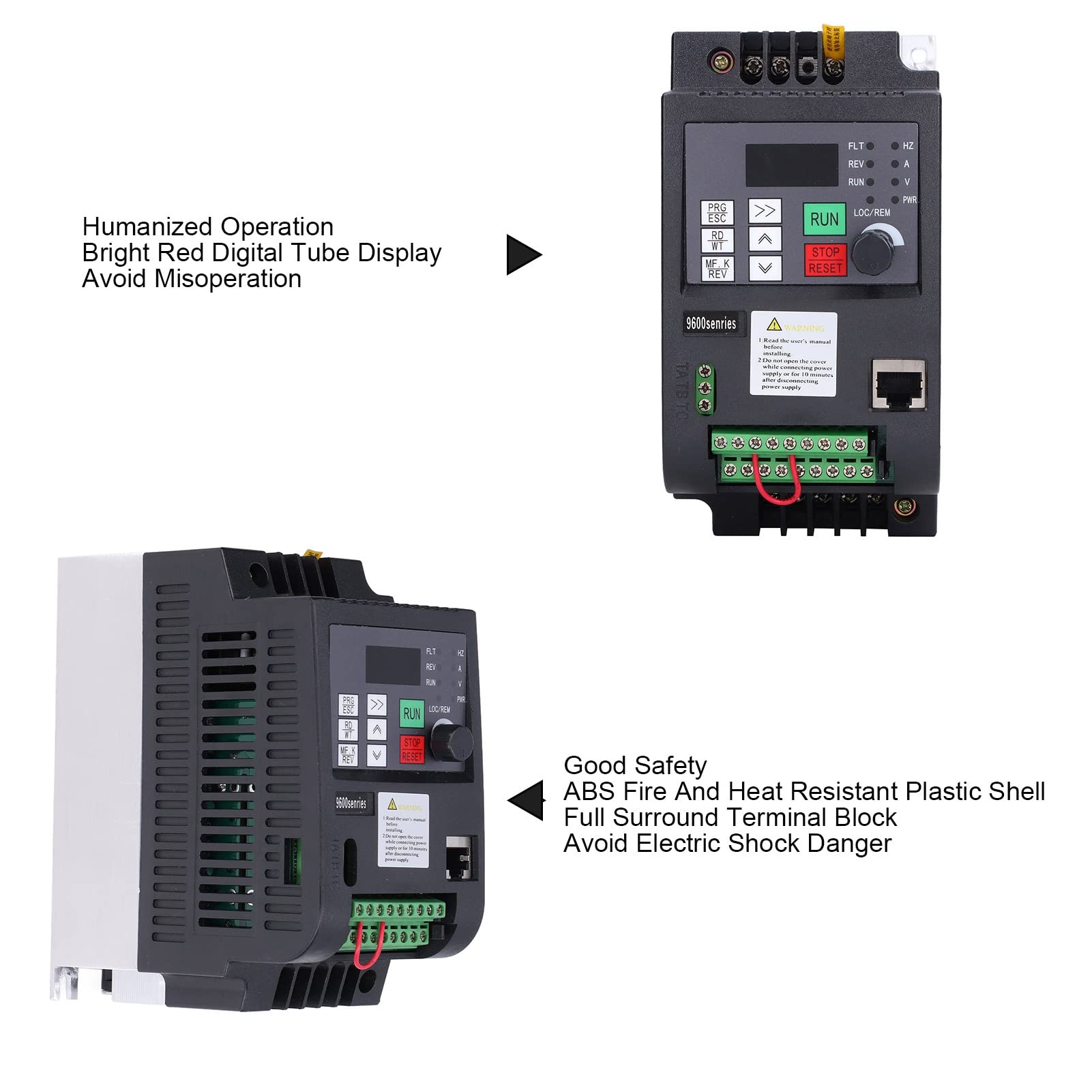 Controlador de Velocidad de 2,2 KW, Variador de Frecuencia, 9600D 1T00220D Inversor Solar Fotovoltaico de 220 V, PCB de Doble Capa, Tubo Digital Rojo