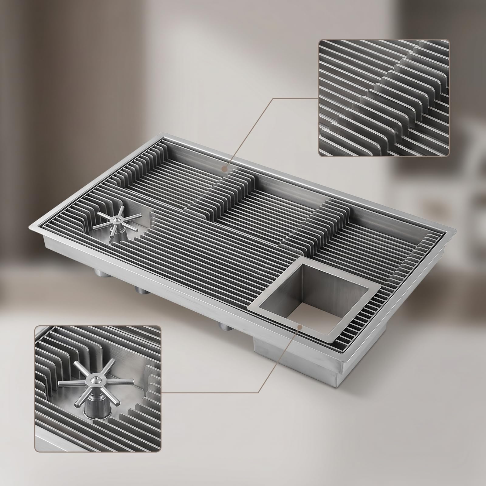 Stazione per Infusione Caffè con Vassoio Scolatoio in Acciaio Inox 304 E Risciacquo Tazze Integrato da 120 Mm Adatta per Utilizzo in Bar E Negozi di Caffè, Nero