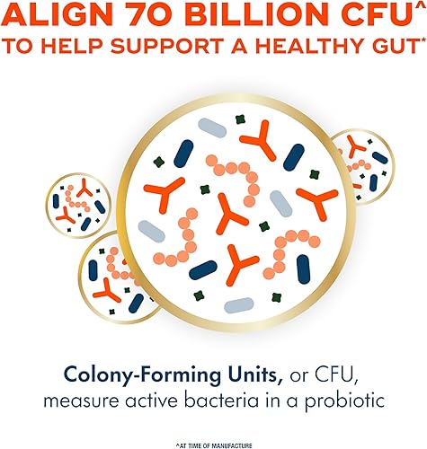 Miniatura 7 de Align Probióticos, 70 mil millones de UFC, mezcla de 6 cepas, probióticos para mujeres y hombres, probióticos diarios para la salud digestiva, ayuda