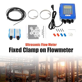 Portable Ultrasonic Flow Meter w/Transducers TUF-2000B + TM-1 Digital Wall Mounted Liquid Flowmeter Tester Fixed Clamp on Flowmeter IP67 Protection for Pipe Size DN32~DN6000mm