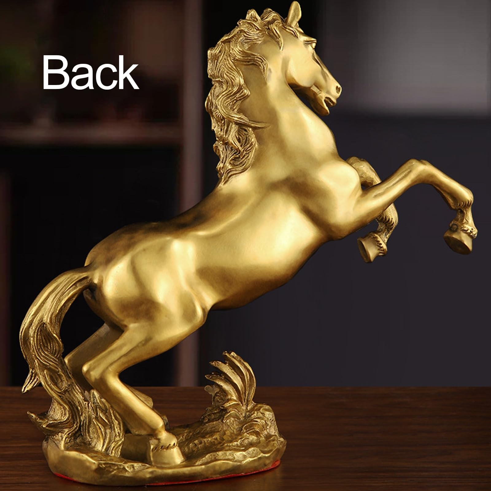 Figurka zodiaku Feng Shui Gold, Konia Maskotka Roku, figurka konia na biurko, idealna do wystroju domu i biura (22 x 8 x 20 cm/8,7 x 3,1 x 7,9 cala)