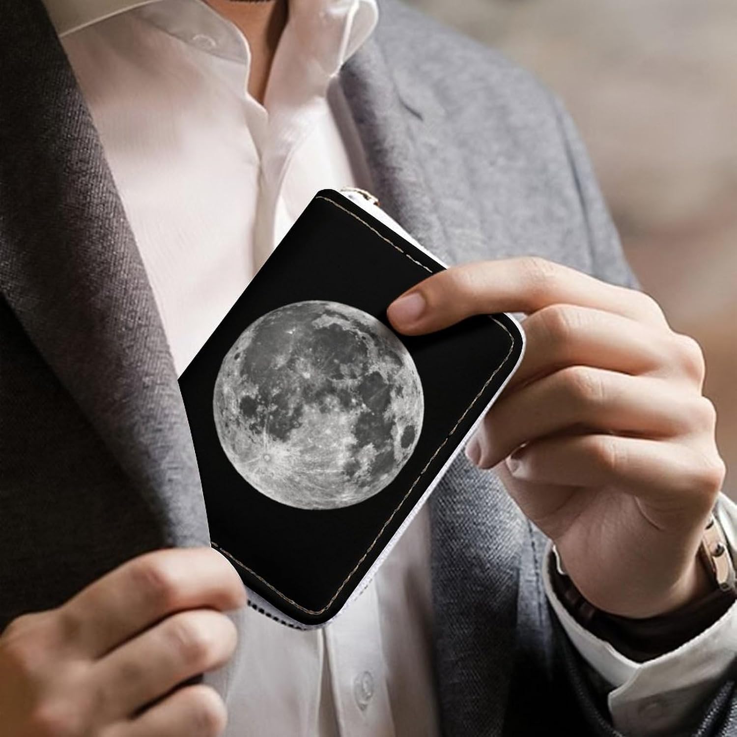 Moon Logo Business Credit Card Holder Wallet for Men Women Coin Purse with 20 Card Slots