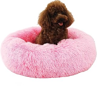 Pink Round Cat Beds House Soft Long Plush Pet Dog Bed for Dogs Basket Pet Produc - Compare price