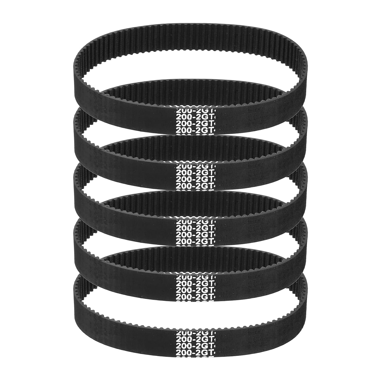MECCANIXITY 158mm GT-2 Timing Belt, 5pcs 6mm Width 2mm Pitch 3D Printing GT-2 Timing Belt Closed Loop Rubber, Black