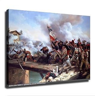 Napoleon and His Troops Crossing The Arcole Bridge Poster Canvas Print Art Decoration Wall Art Painting Print Modern Aesthetic Suitable for Living Room, Bedroom Decoration, Framed or Unframed (20×27inch framed)