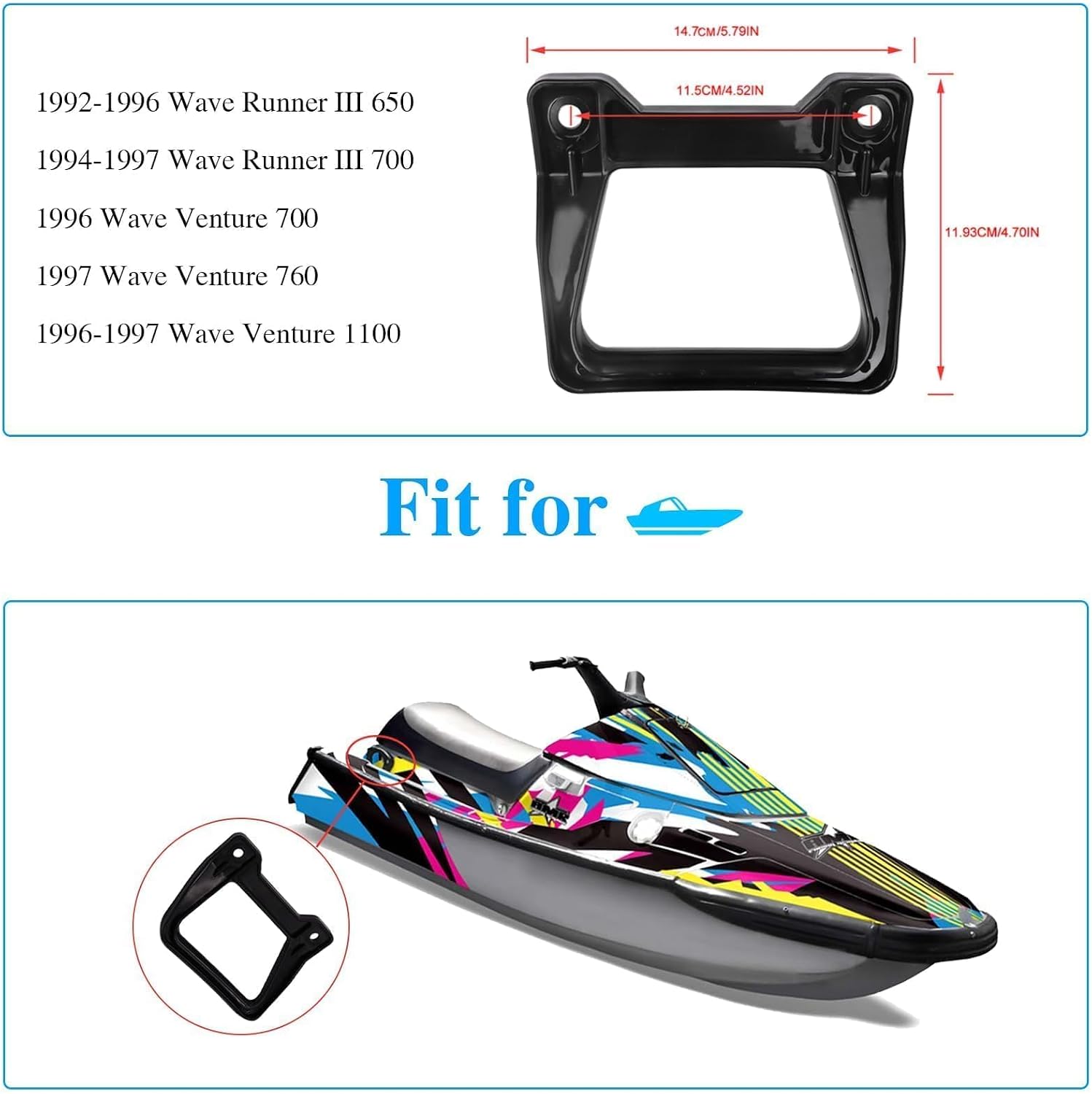 Rear Grab Handle Left & Right Handle Fit for Yamaha Wave Runner 3 Venture 650 700 760 1100 replace#：FJ0-63771-30-00