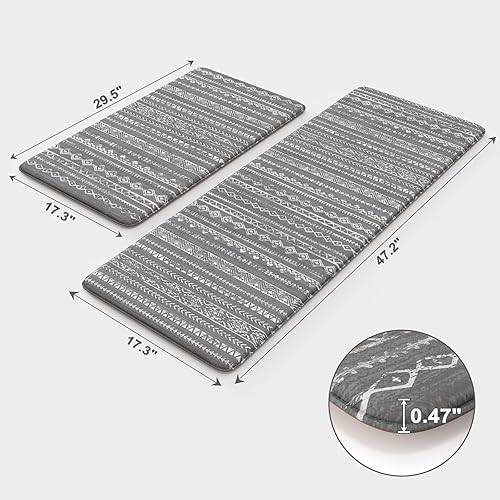 Miniatura 7 de Ailsan Alfombras de cocina antideslizantes, antifatiga 2 piezas, tapete de cocina impermeable acolchado, tapete de cocina extra grueso de espuma