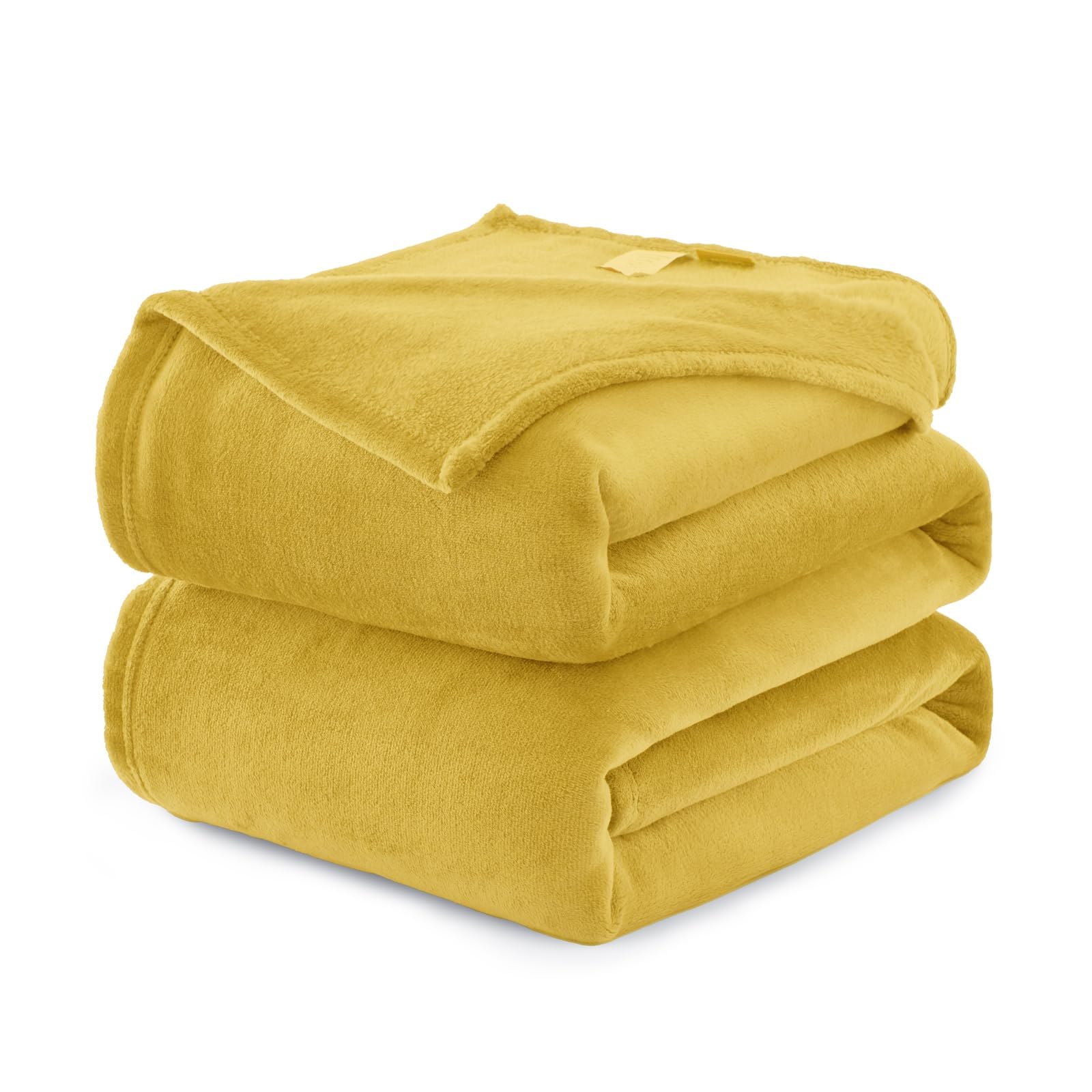 WAVVE Coperta Plaid Pile di Flanella 260gsm - 150x200 cm, Giallo - Coperta Pelosa 200x150 - Divano/Letto Singolo/Matrimoniale, Copridivano di Microfibra Calda e Morbida