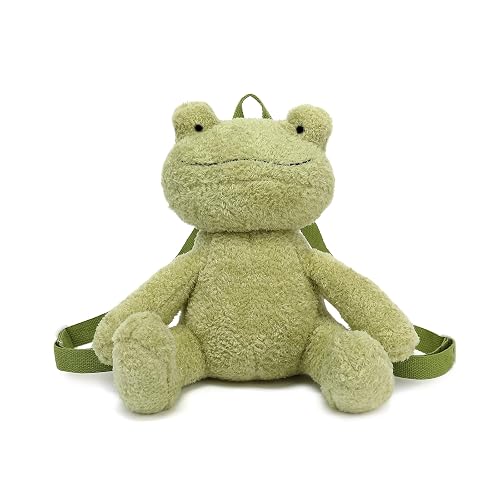 Bycobecy Cute Frog Stuffed Animals Backpack for Women, Kawaii Frog Plush Backpack Fluffy Bag Novelty Purse with adjustable Strap (Green)