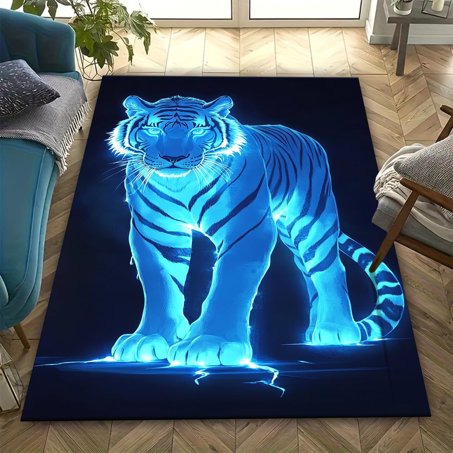 Tapis antidérapant tigre 200x300 cm pour sécuriser le sol du salon