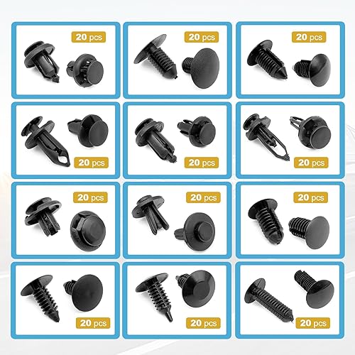 Miniatura 6 de 240 clips de retención de parachoques  Clips de retención de empuje para automóvil, remaches de plástico, kit de retención de empuje con los tamaños