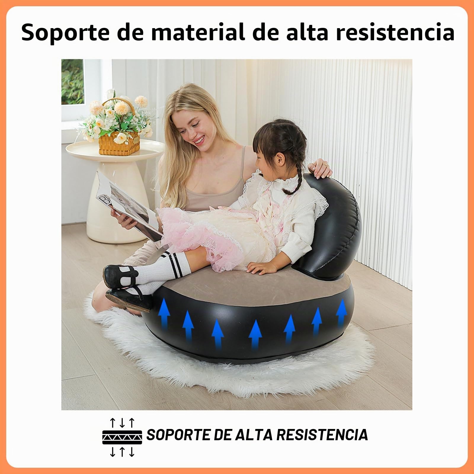 Sofáhinchable y silla hinchable con bomba de aire para fiestas al aire libre, viajes, playa, camping (65 x 56 x 30 cm)
