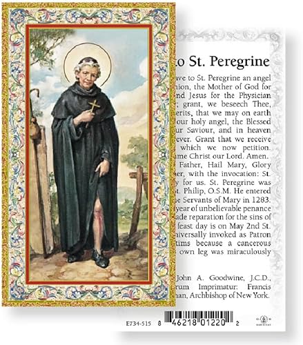 Miniatura 3 de Coronilla de San Peregrino hecha con piedras preciosas, cristales austriacos o madera (pacientes con santo patrón de cáncer) - Tarjeta santa de San