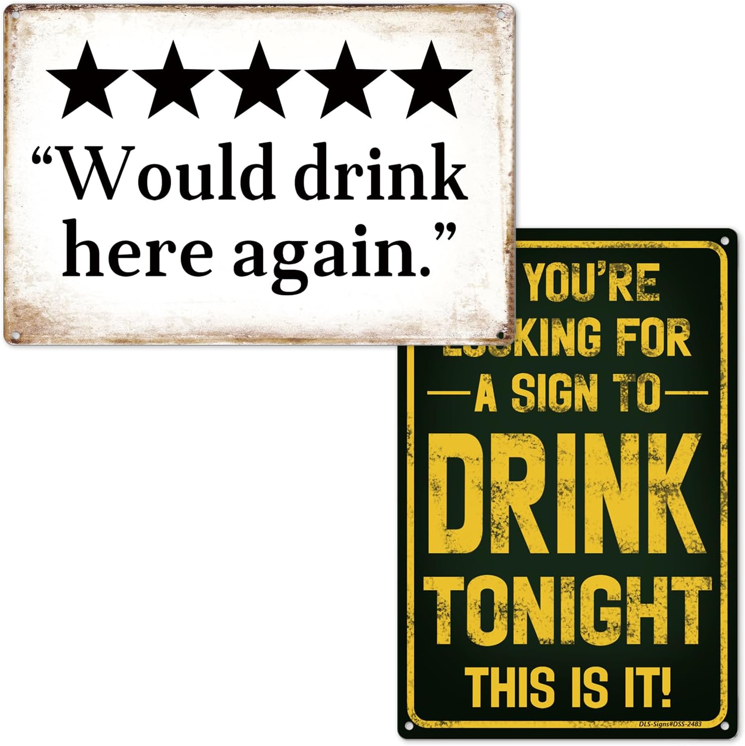 1+1Pack Man Cave Decor Bar Sign Bundle, 12×8 IN Funny Vintage Metal Bar Decor for Home Bar Wall Man Cave Garage Basement Stuff, DLS-2483 & DLS-2484