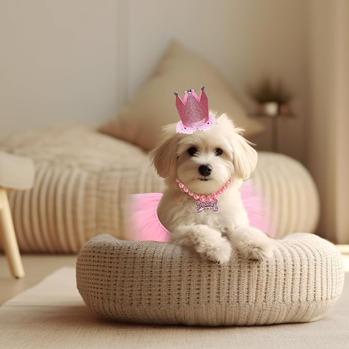 Set de Disfraz para Perro - Tutú Rosa, Sombrero y Collar de Fiesta miniatura 6