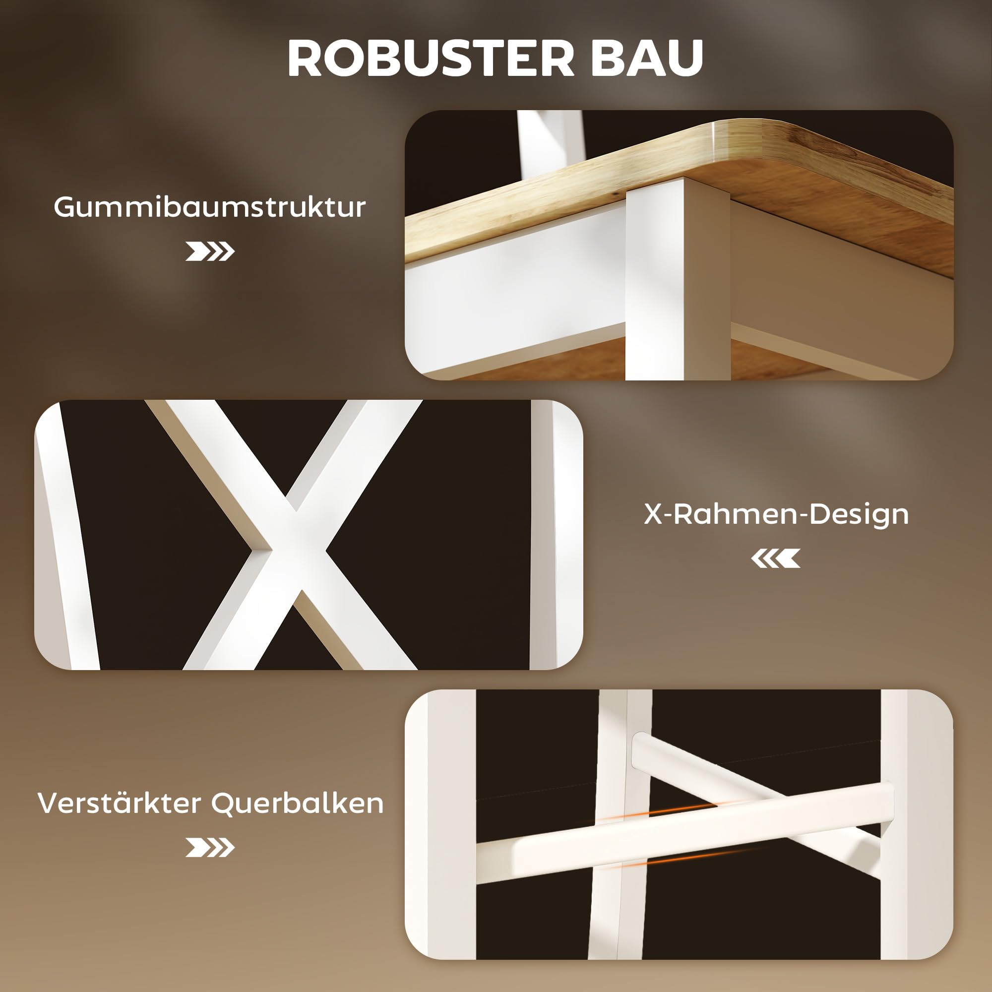 HOMCOM Barhocker 2er Set Armlose Küchenstühle mit Rückenlehne, Eiche